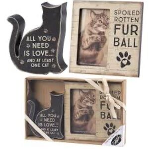 Spoiled Rotten Fur Ball Cat Decor Set - Black